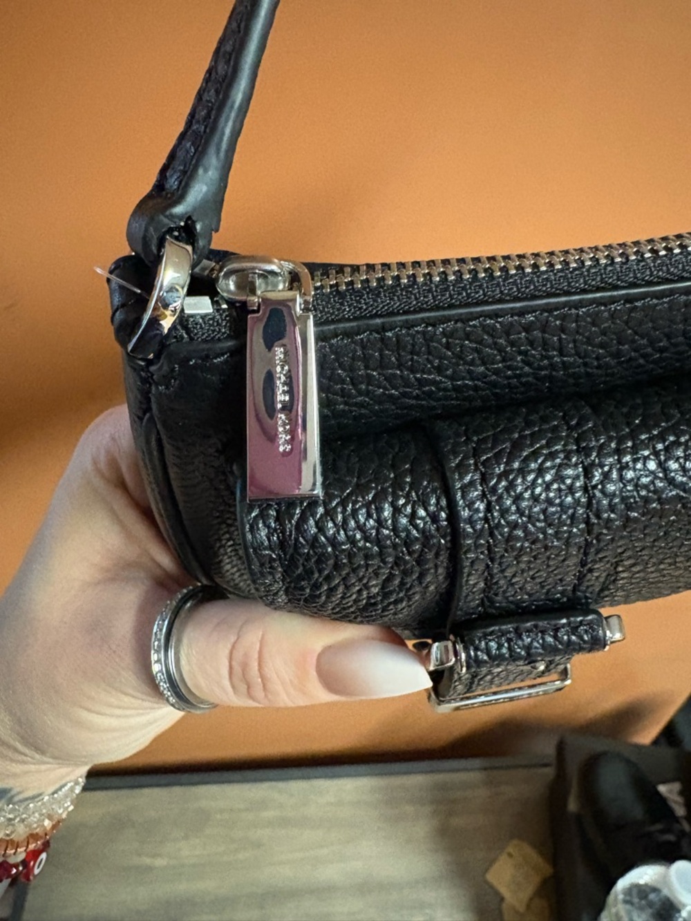 Michael Kors Zoe Black Leather Shoulder Bag with Buckle Pockets - Picture 6 of 9